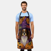 Spooky Tibetaanse Spaniel Hond Halloween Heksenpom Schort (Gedragen)