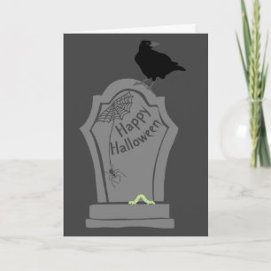 Spooky Tombstone en Black Crow Happy Halloween Kaart