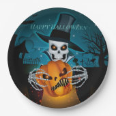 Spooky Top Hat Skeleton Papieren Bordje (Voorkant)