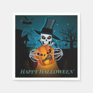 Spooky Top Hat Skeleton Servet