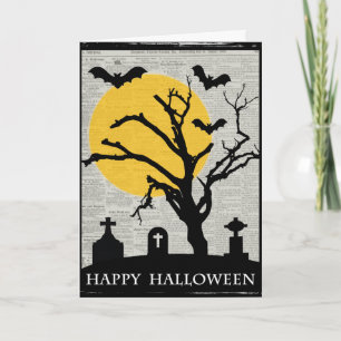 Spooky Tree en Tombstone Halloween Kaart