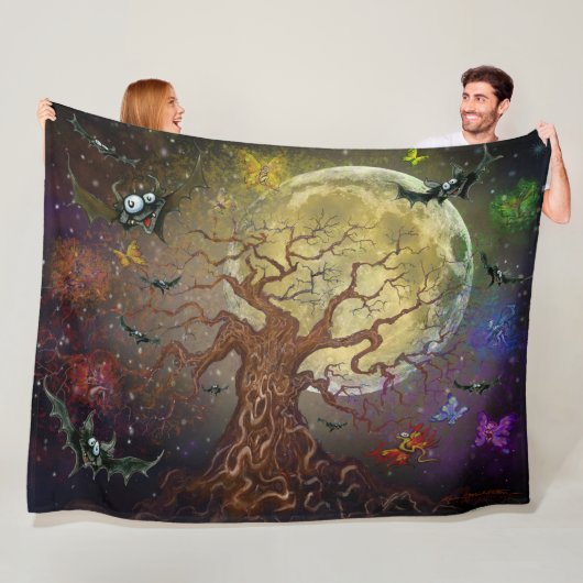 Spooky Tree Fleece Blanket (In situ)