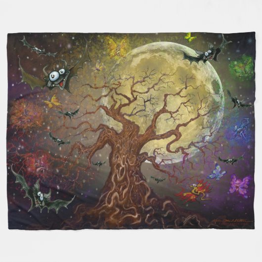 Spooky Tree Fleece Blanket (Voorkant (Horizontaal))