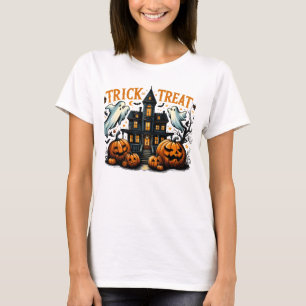 Spooky trick-or-treat bij een oud herenhuis t-shirt
