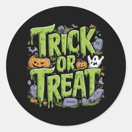 Spooky Trick or Treat Slime Halloween Sticker (Voorkant)