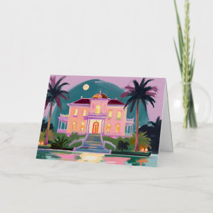 Spooky Tropical Halloween Mansion Wenskaart Folie Wenskaart