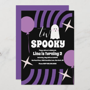 Spooky Two Groovy Halloween Ghost Party Black Kaart