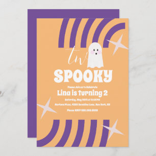 Spooky Two Groovy Halloween Ghost Party Kaart