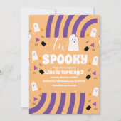 Spooky Two Groovy Letters Halloween Ghost Party in Kaart (Voorkant)