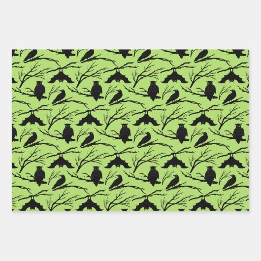 Spooky Uil Bat Halloween Wrapping Paper Set van 3 (Voorkant 3)