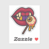 Spooky Vampire Lips Eyeball Lollipop Halloween Sticker (Vel)