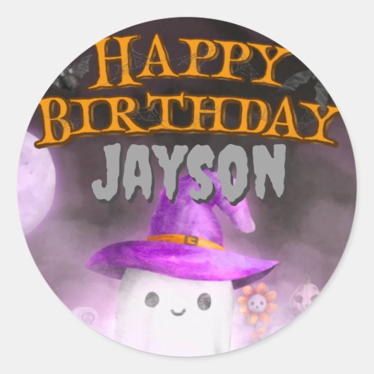 Spooky Verjaardagsfeestje Classic Ronde Sticker (Voorkant)