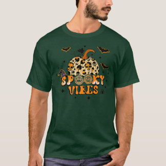 Spooky Vibes Autumn Pumpkin Leopard Pet Witches Ha T-shirt