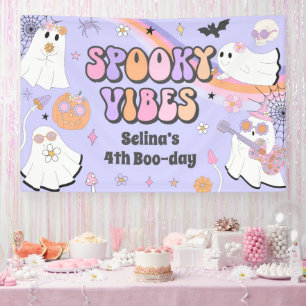 Spooky Vibes Cute Halloween Groovy Ghost Birthday Spandoek