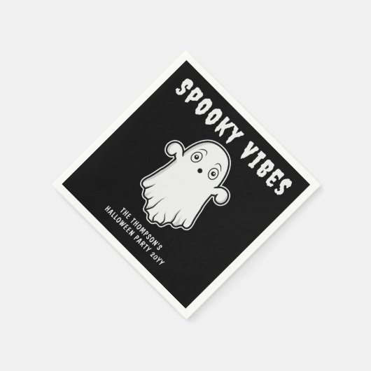 Spooky Vibes Ghost Halloween Zwart-Wit Servet (Hoek)
