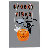 Spooky Vibes Ghost Pumpkin Halloween Design Medium Cadeauzakje (Voorkant)