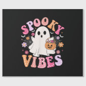 Spooky Vibes Ghost Retro Groovy Halloween Cadeaupapier (Vlak)