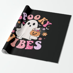 Spooky Vibes Ghost Retro Groovy Halloween Cadeaupapier