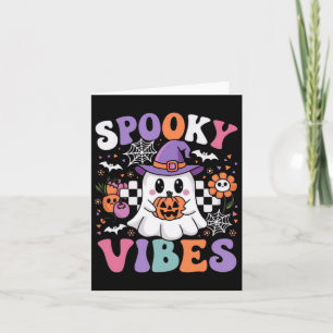 Spooky Vibes Ghost Retro Groovy Halloween Kinder G Kaart