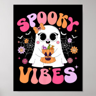 Spooky Vibes Ghost Retro Groovy Halloween Vrouwen Poster