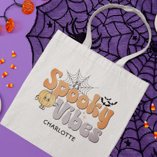 Spooky Vibes Halloween pompoen vleermuizen geperso Tote Bag