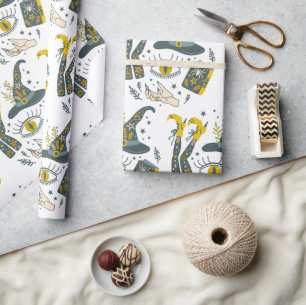 Spooky vibes Halloween symbolen patroon Cadeaupapier