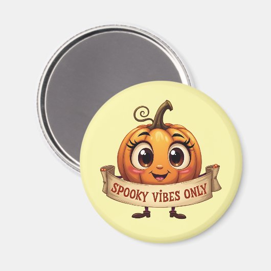 "Spooky Vibes Only" Pumpkin Magnet Magneet (Voorkant / Achterkant)