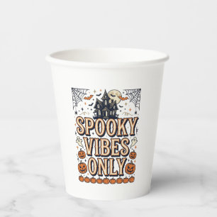 Spooky Vibes Only Vintage Halloween Shirt Ontwerp_ Papieren Bekers