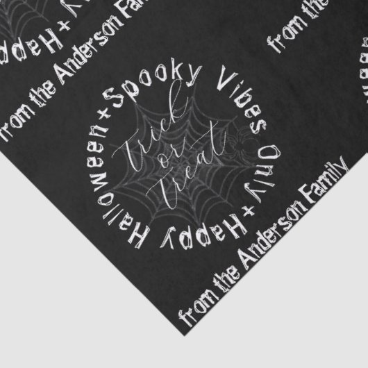 Spooky Vibes Only Zwart-wit Happy Halloween Tissuepapier (Detail)