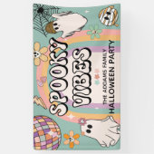 Spooky Vibes Retro Fun Halloween Party Spandoek (Verticaal)