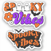 Spooky Vibes Retro Halloween Contour Sticker (Voorkant)