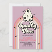 Spooky Vibes Retro Halloween Ghost Birthday Kaart (Voorkant)