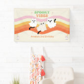 Spooky Vibes Retro Halloween Ghost Birthday Spandoek (Insitu)