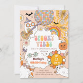 Spooky Vibes Retro Halloween Party Meisje Verjaard Kaart (Voorkant)