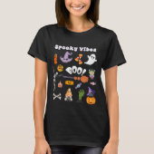 Spooky Vibes Retro Halloween Skelet Ghost Boo T-shirt (Voorkant)
