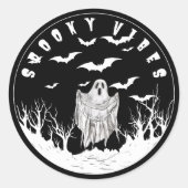Spooky Vibes Ronde Sticker (Voorkant)
