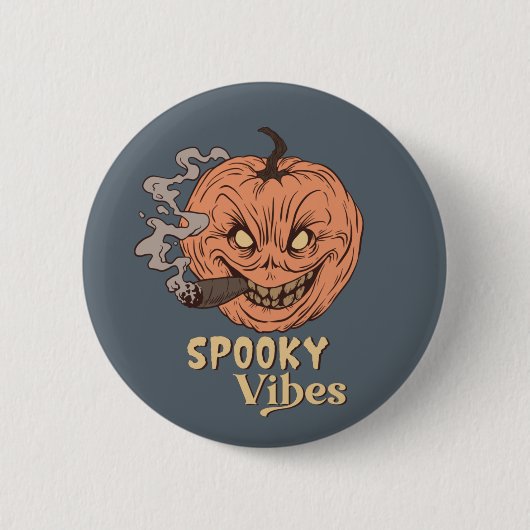 Spooky Vibes Smoking Jack O Lantern Halloween Ronde Button 5,7 Cm (Voorkant)