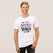 Spooky Vibes T-Shirt – Schattige Halloween Bat T-s (Voorkant volledig)