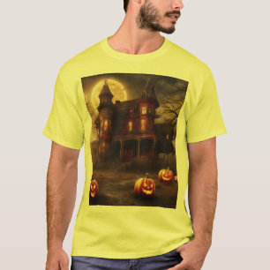 Spooky Victoriaans Mansion Halloween Design T-shir T-shirt