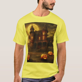Spooky Victoriaans Mansion Halloween Design T-shir T-shirt
