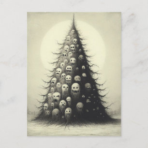 Spooky Vintage Kerstboom Horror Gothic Feestdagenkaart