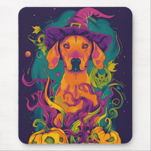 Spooky Vizsla Hond Halloween Heks en Pompoen Muismat