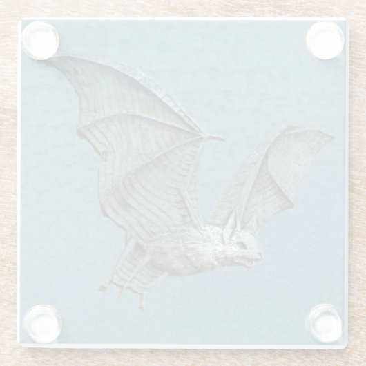 Spooky vliegende Blauwe Vleermuis wit Gezicht met Glazen Onderzetter (Achterkant)