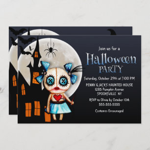 Spooky Voodoo Doll Halloween Party Kaart