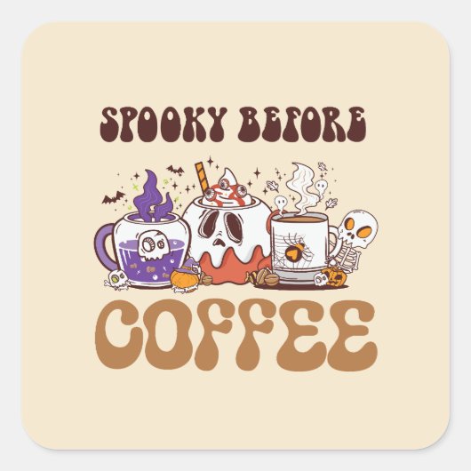 Spooky voor koffie vierkante sticker (Voorkant)