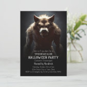 Spooky weerwolf Halloween kostuum feest Kaart (Staand voorkant)