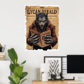 Spooky weerwolf Halloween krantenstijl Poster (Thuiskantoor)