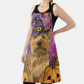 Spooky Wheaten Terrier Hond Halloween Heksenpompoe Schort (Insitu)