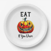 Spooky White Smiling Pumpkin Halloween Party Papieren Bordje (Voorkant)