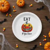 Spooky White Smiling Pumpkin Halloween Party Papieren Bordje